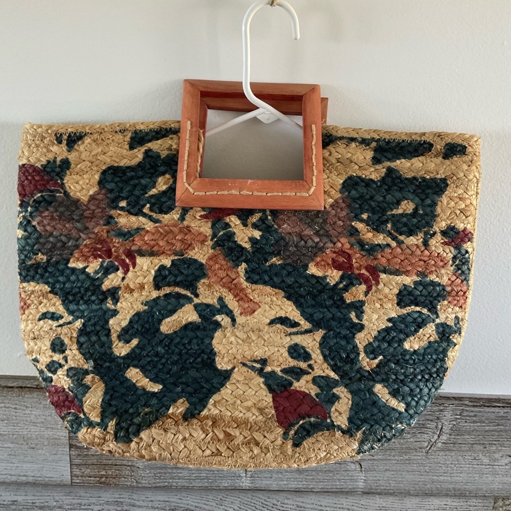 Antik Kraft Anthropologie Boho Floral Pallavi Jute Tote Bag